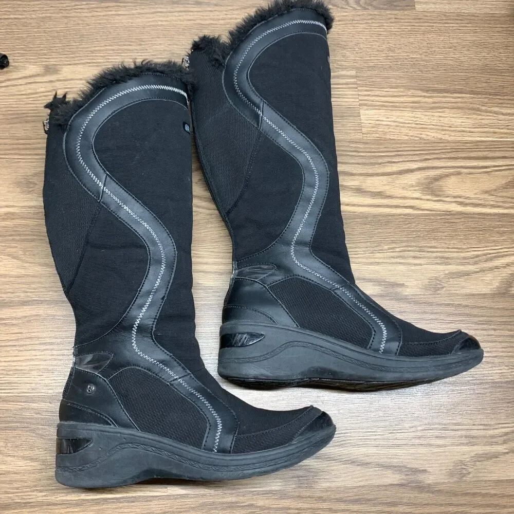 BZees black Ladies Knee High Boots Size 9 M Faux‎ Fur Decadent Low Wedge